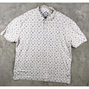 Burlebo Performance Polo Golf Shirt‎ Men's 2XL White All Over Hole In One Print